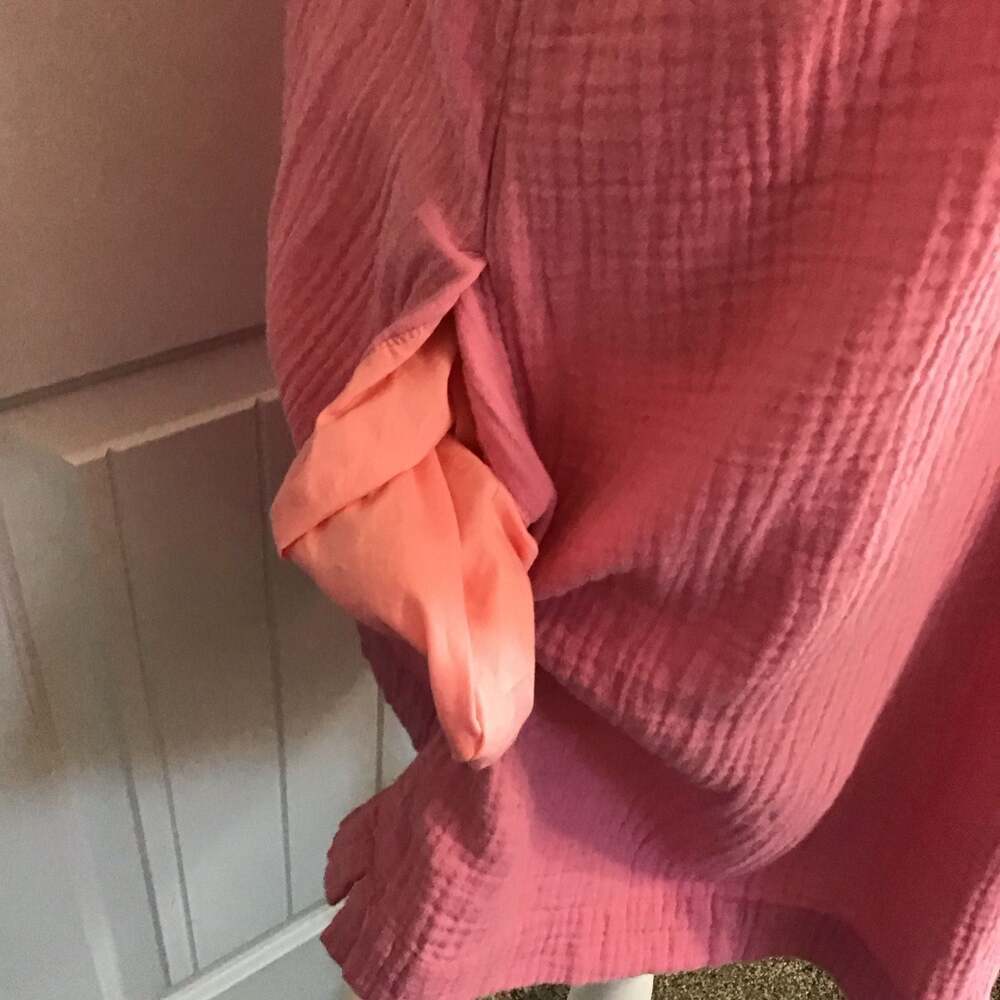 J.Crew Gauze Cotton Popover Dress Festive Pink Large Summer Beach - Picture 8 of 11